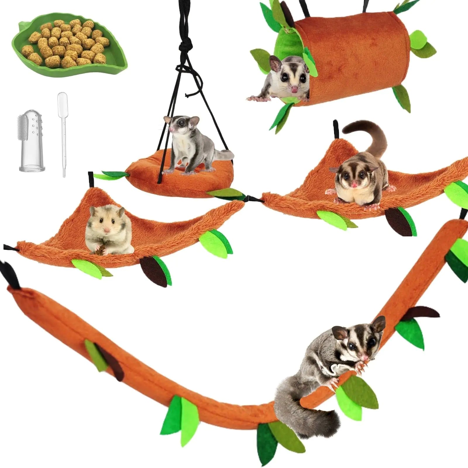 Complete Kit 5 Pieces for Hamster and Small Pets - Net, Bed, and Hiding Place
